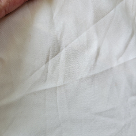 Express Tulle Polka Dot Tie Mock Neck Puff Sleeve Top Cream XS - Picture 8 of 11